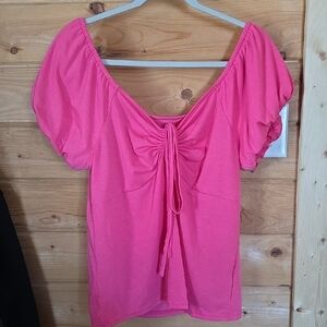 SHEIN Bright Pink Ruched Blouse